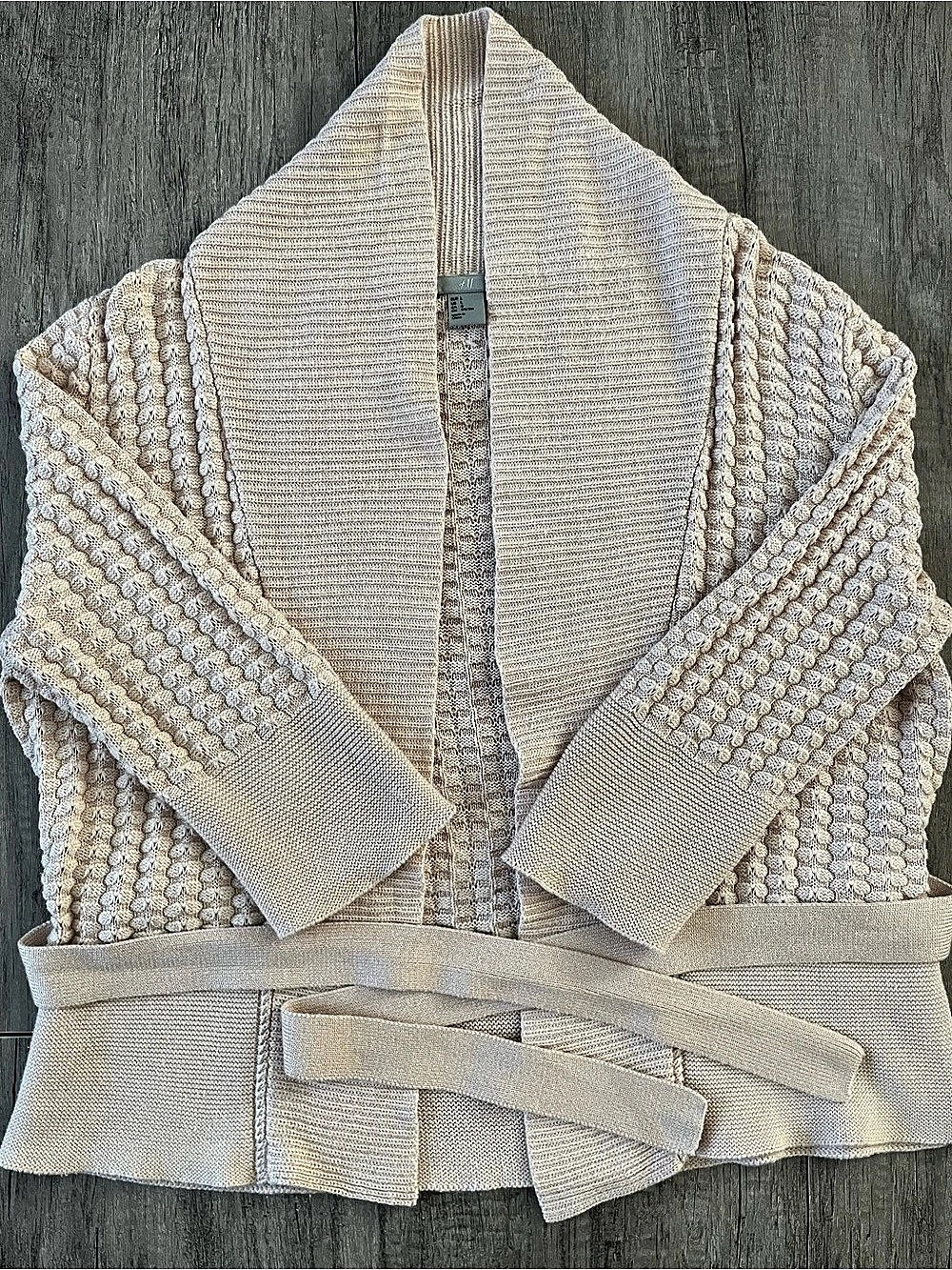 H&M Knit Belted Cardigan in Light Pink Size Large